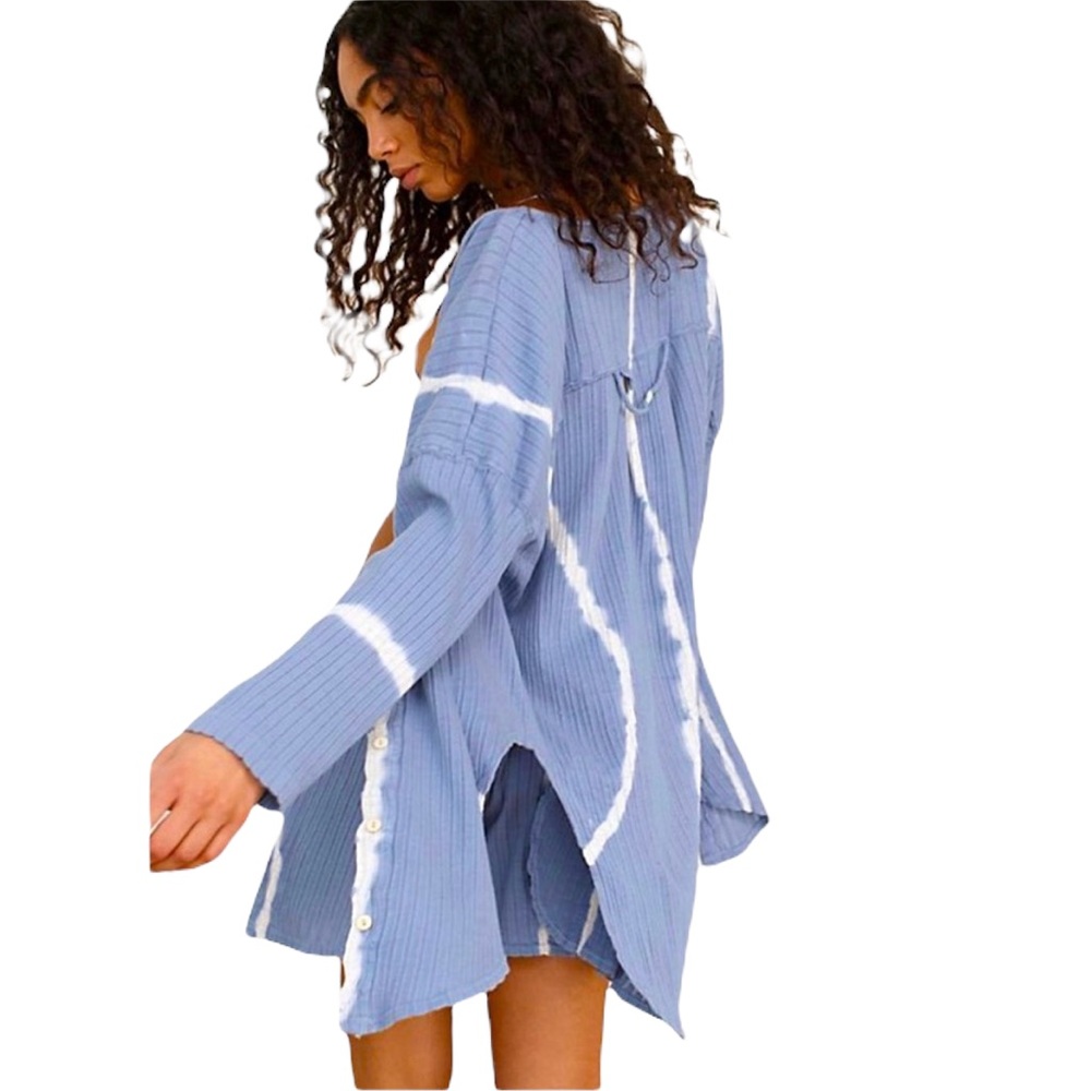 NEW! Free People Little Dream Oversized Long Sleeve Button Up Sleep Shirt